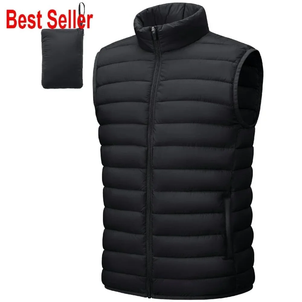 Men's Lightweight Packable Puffer Vest Windproof Water-Resistant Outdoor Travel